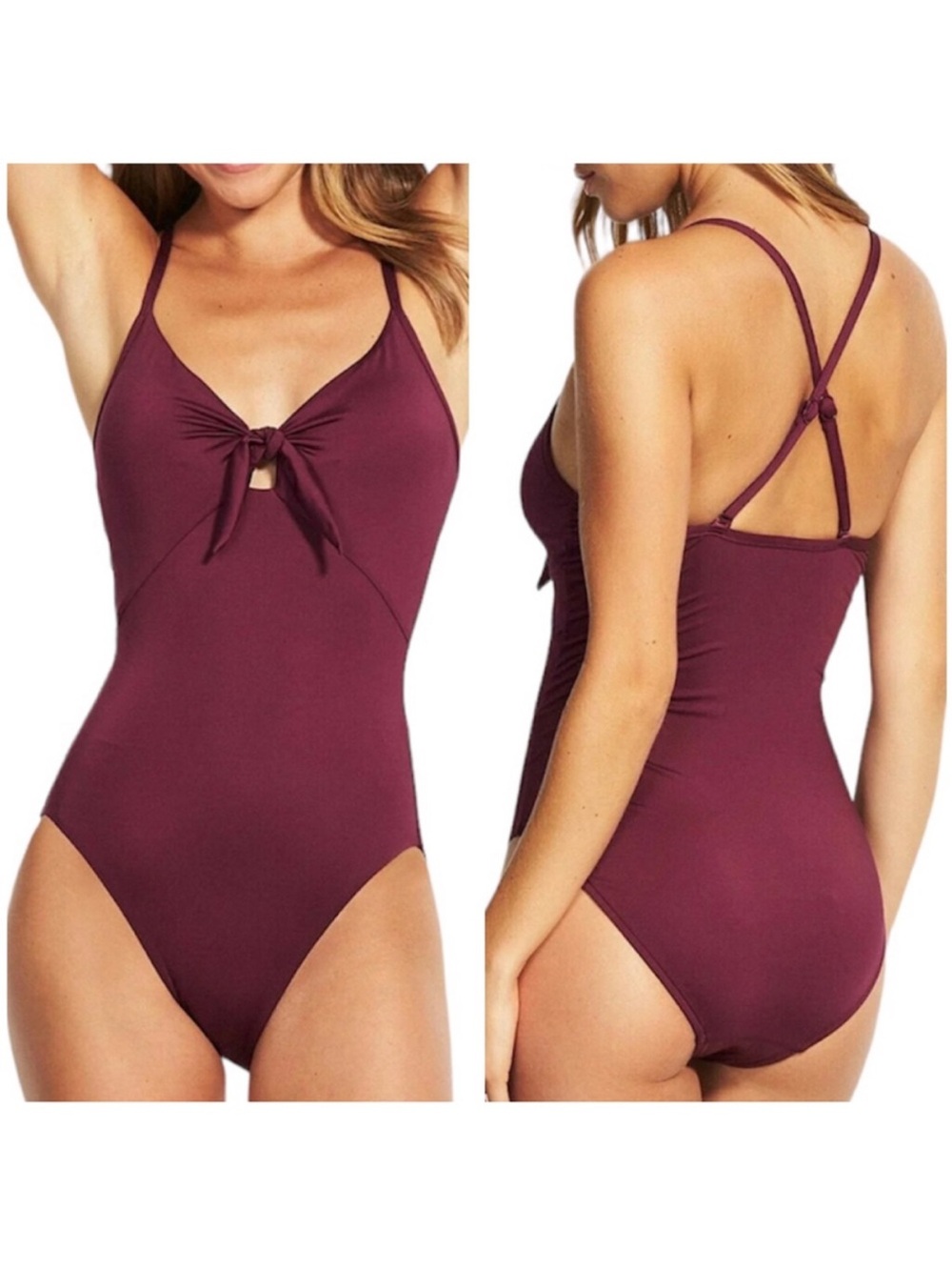 Seafolly Tie Front Sweetheart Maillot One Piece Swimsuit